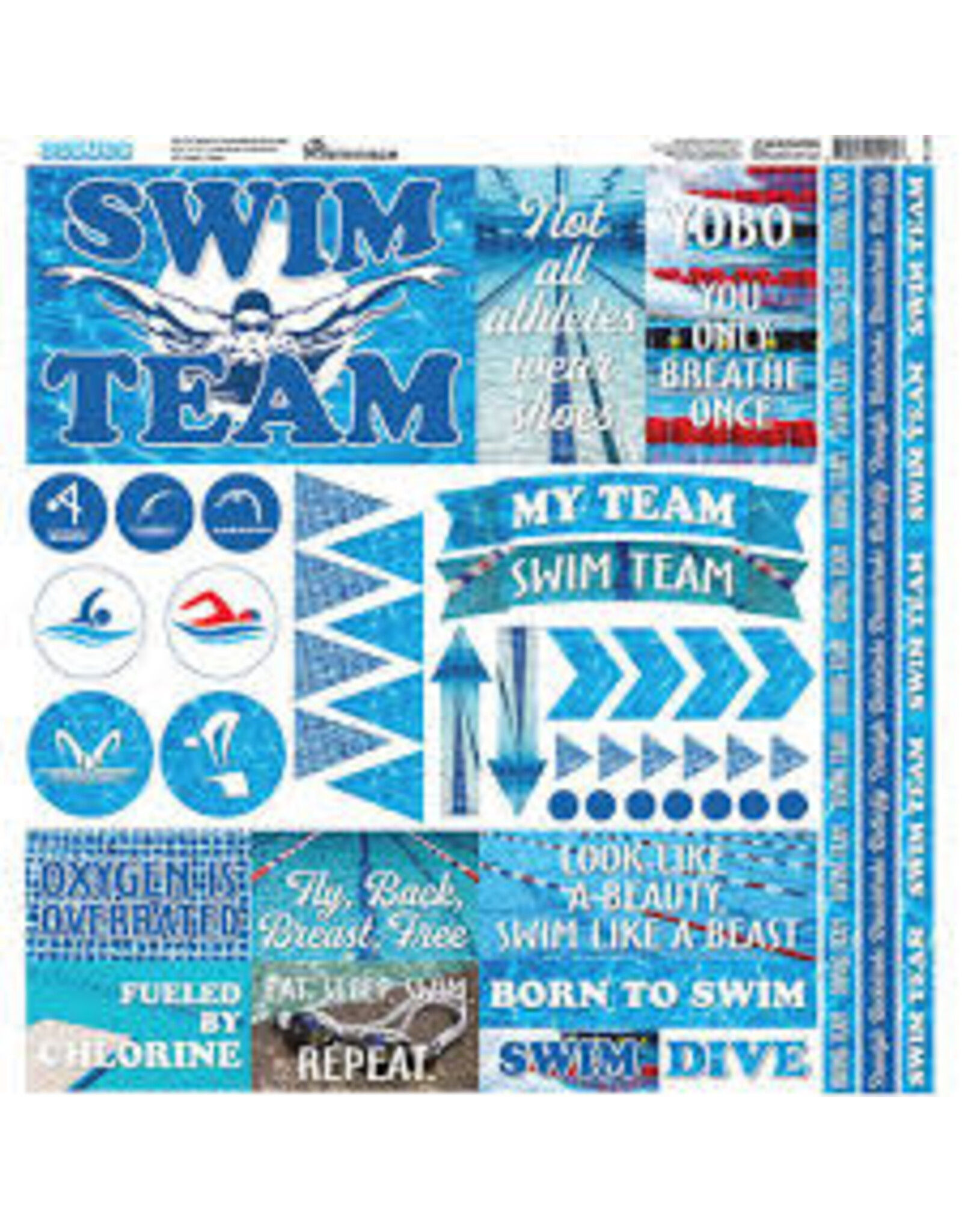 Reminisce Swimming 12x12 sticker sheets