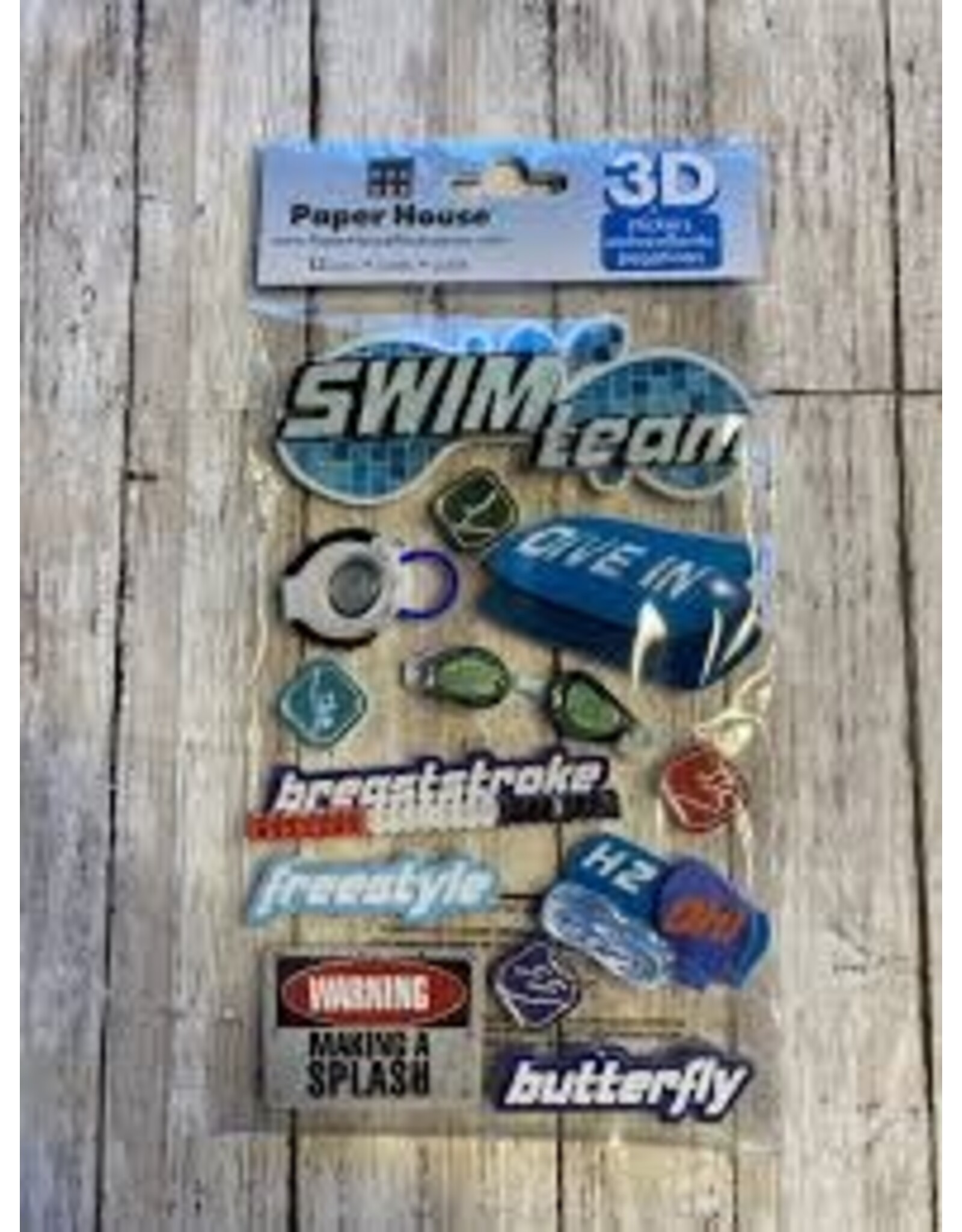 PAPER HOUSE PRODUCTIONS Swim team 3d stickers