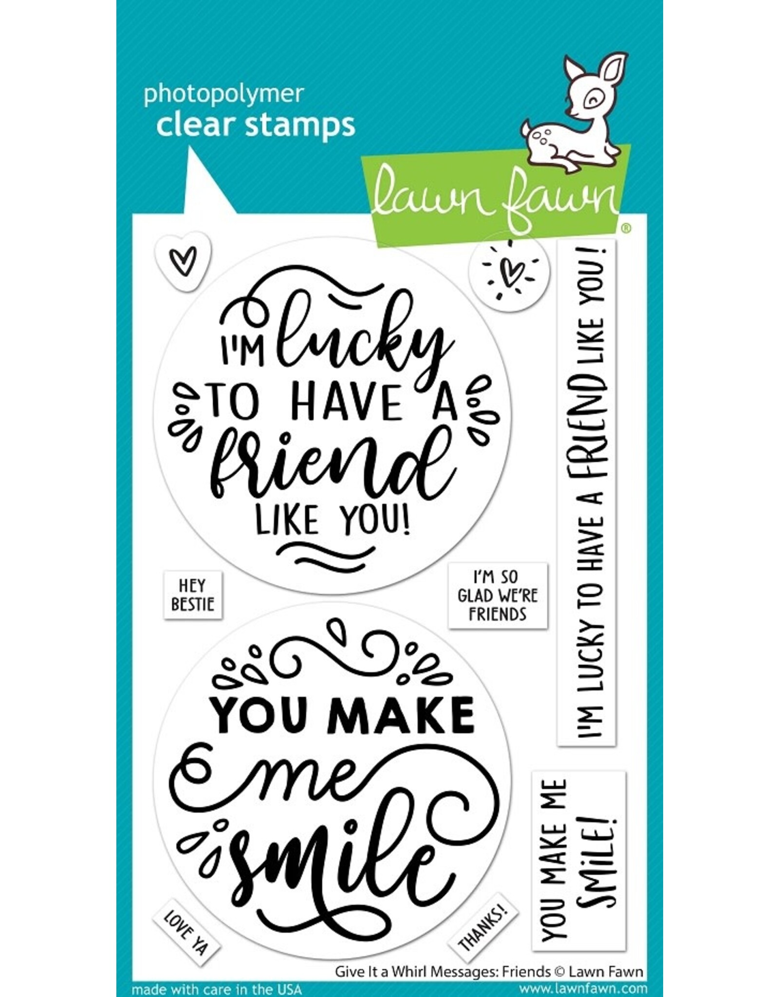 Lawn Fawn Give It A Whirl Messages Friends - Stamp