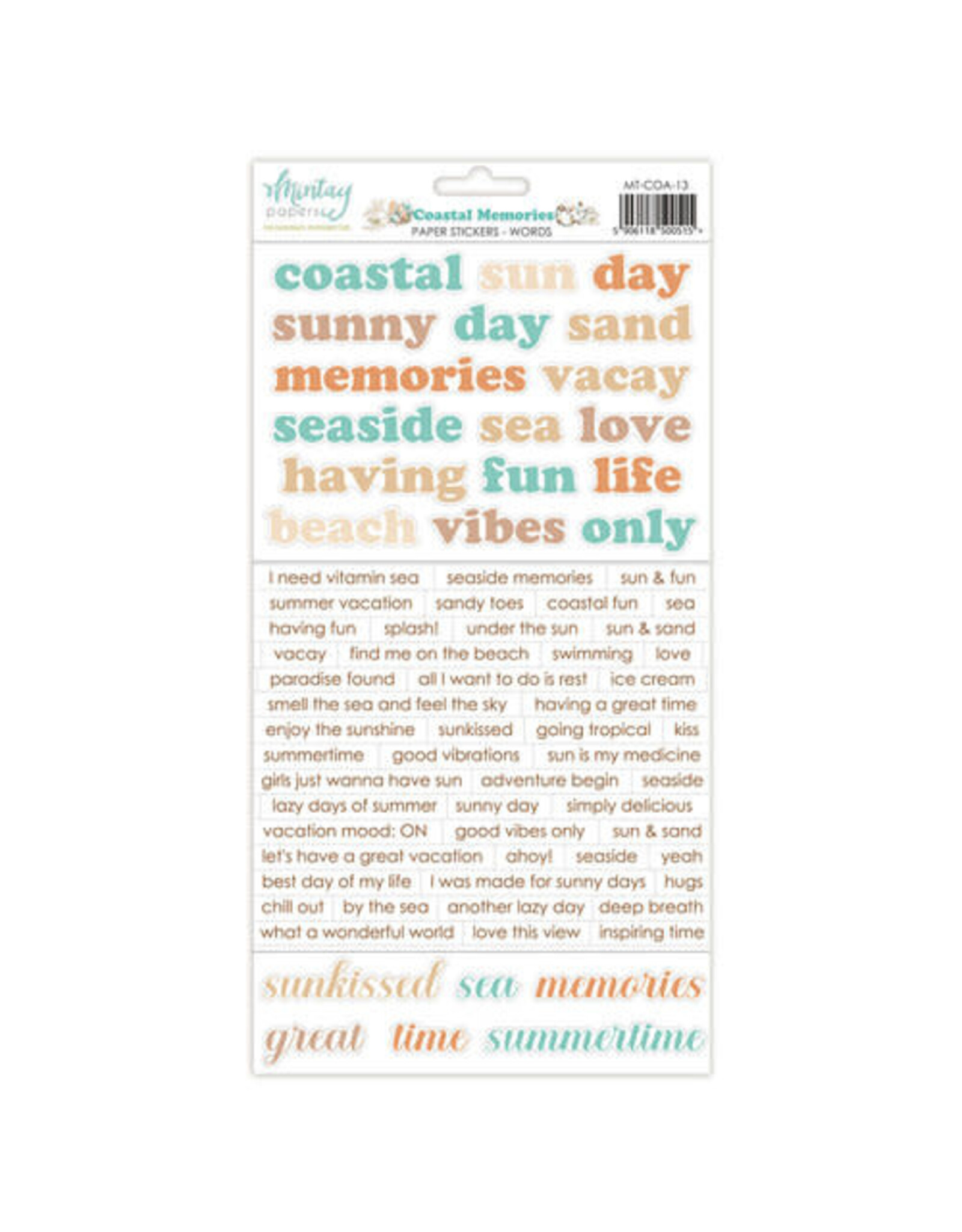 Mintay Papers Coastal Memories 6 x 12 Paper Stickers - Words