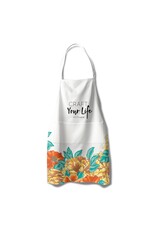 ALTENEW Artsy Apron: Orange & Yellow Billowing Peonies - White