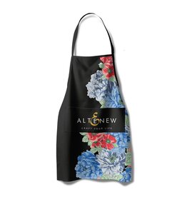 AltNew Artsy Apron - Red & Blue Billowing Peonies - Black