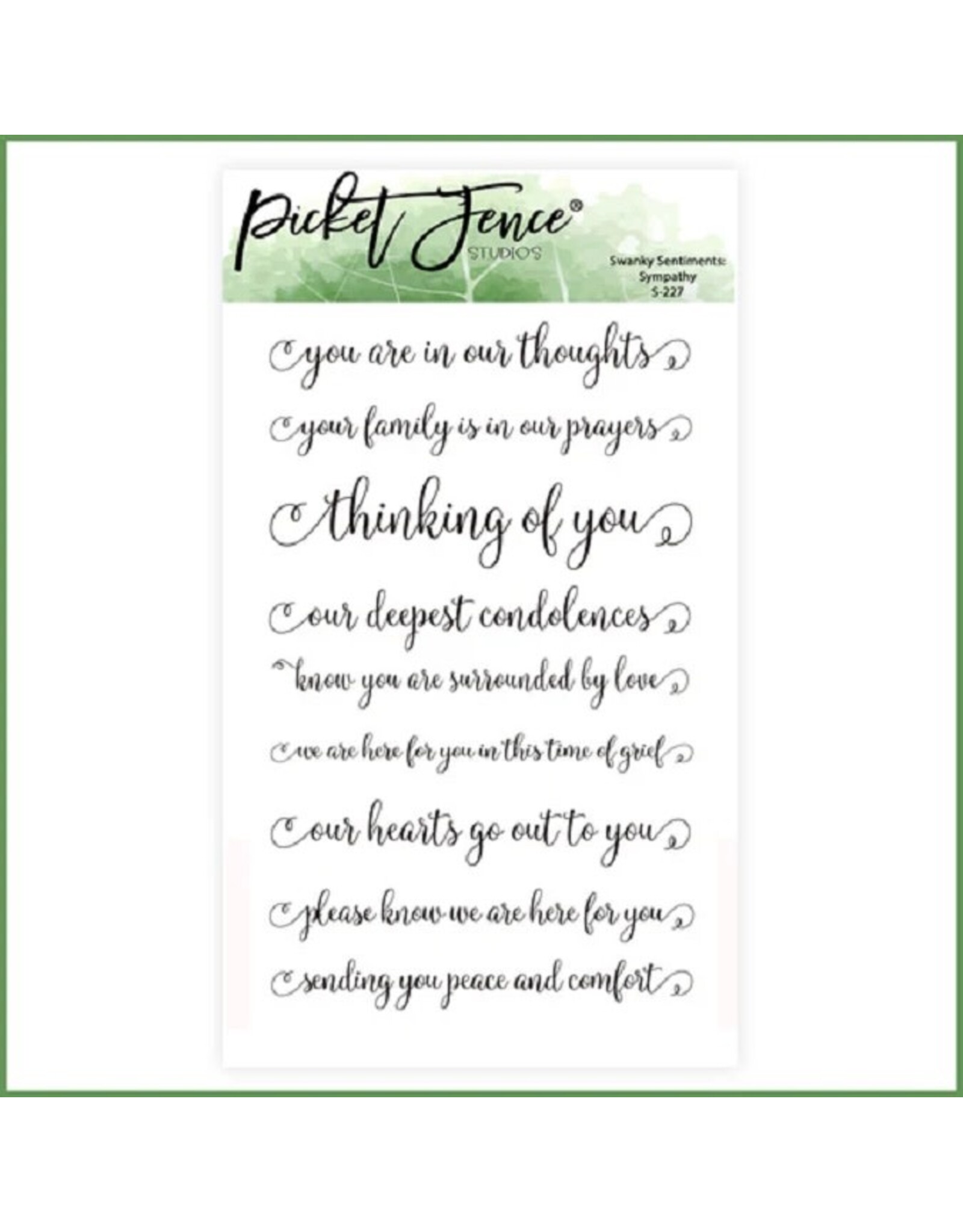 PICKET FENCE STUDIOS Swanky Sentiments: Sympathy Stamp Set 4x6