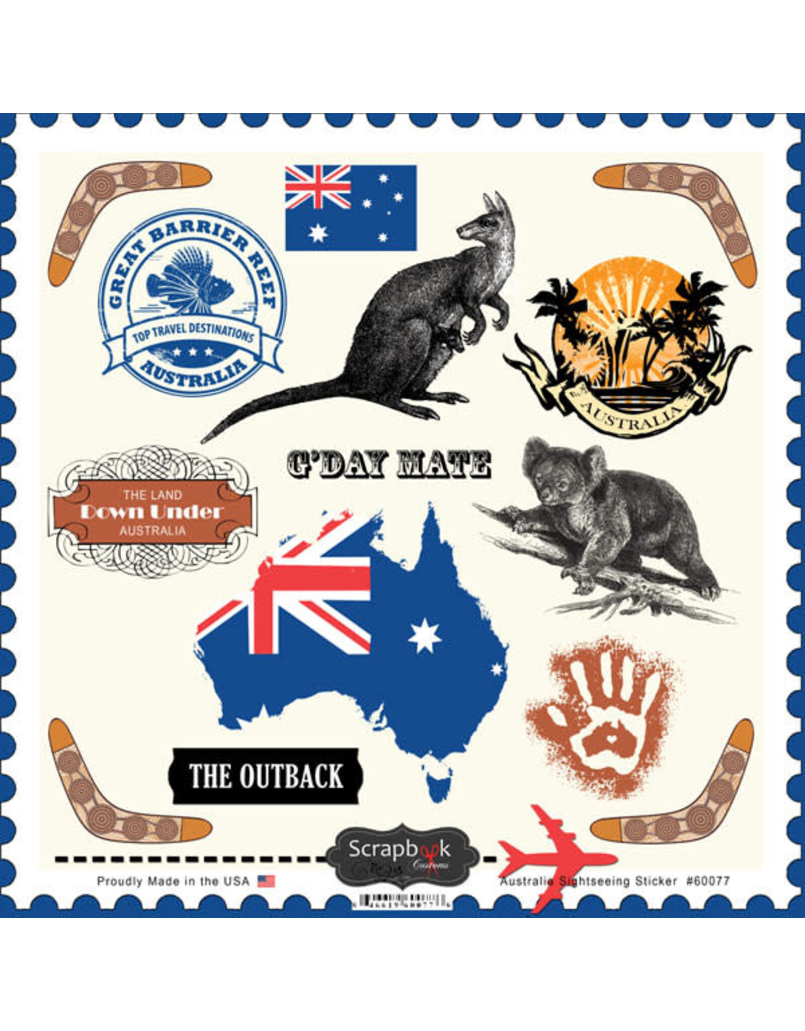 Scrapbook Customs Australia sightseeing 12x12 sticker sheet