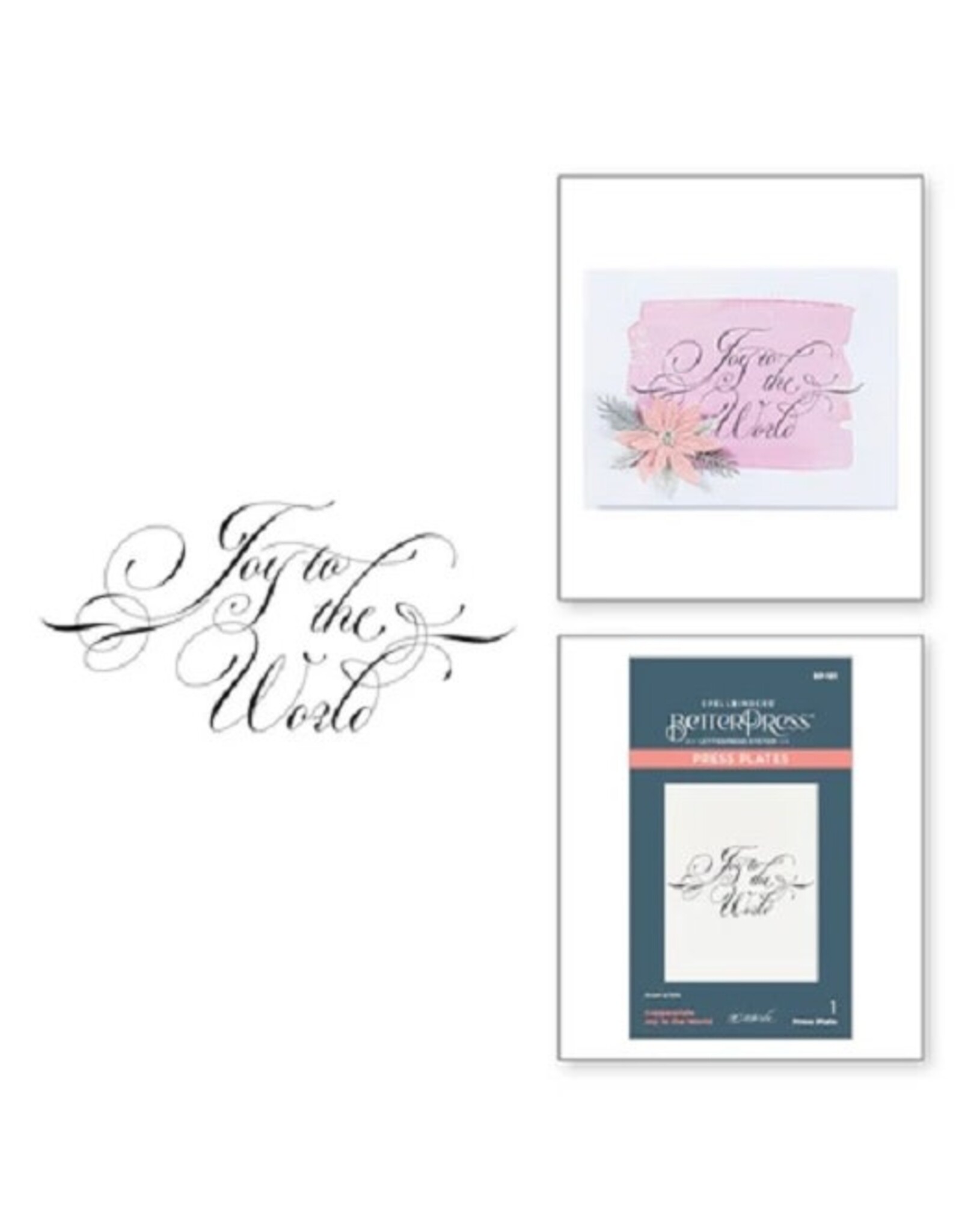 Spellbinders Copperplate Holiday Sentiments Collection - Copperplate Joy to the World Press Plate