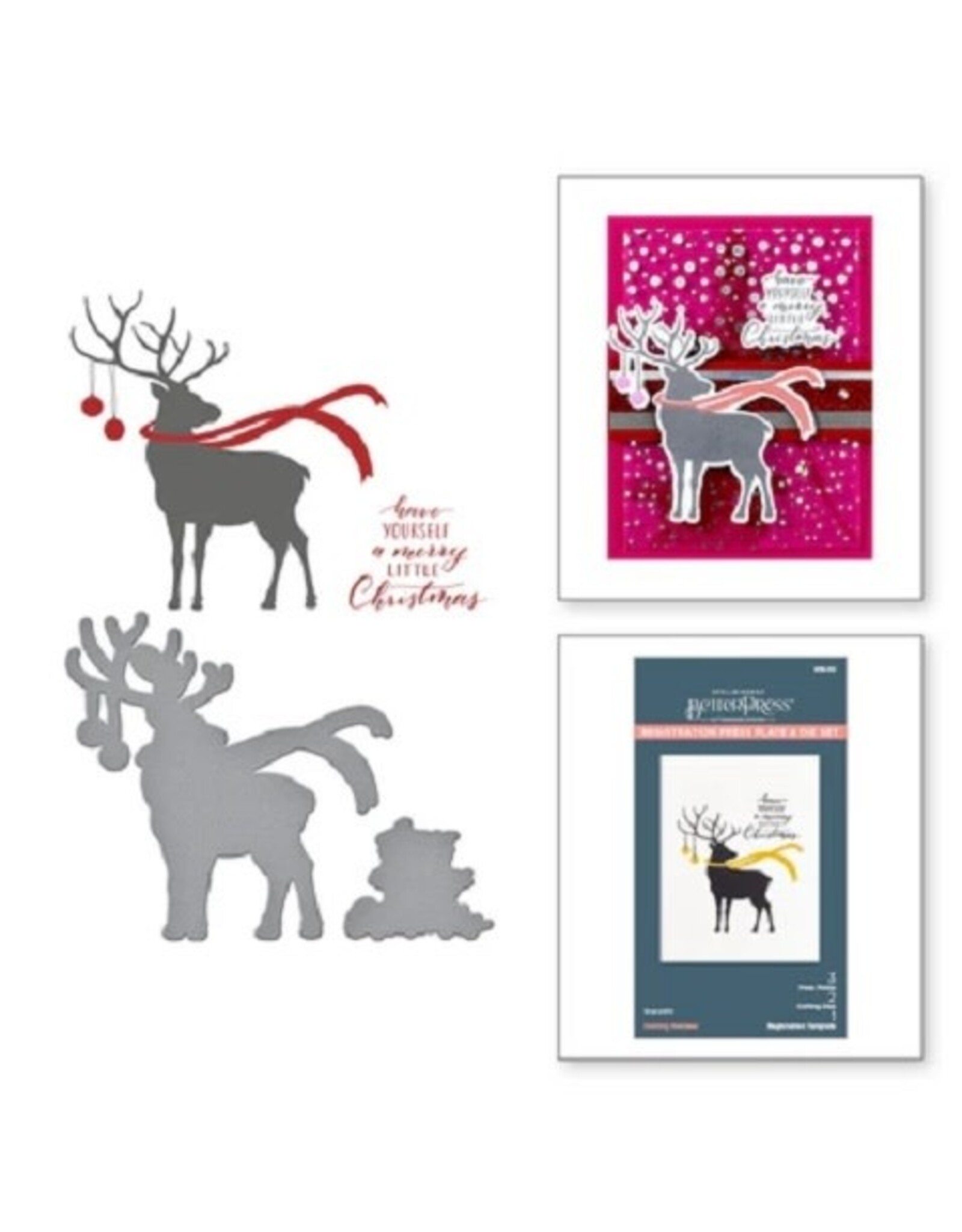 Spellbinders Home for the Holidays Collection - Dashing Reindeer Registration Press Plate & Die Set