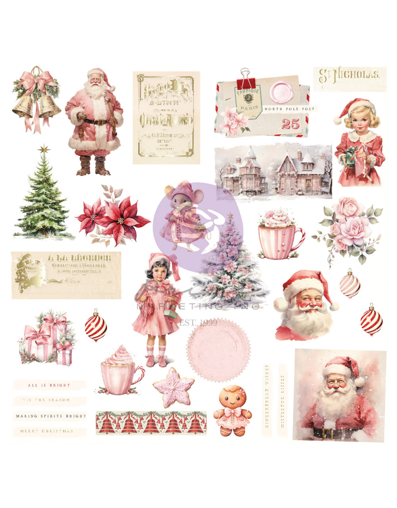 PRIMA MARKETING INC 25 & Peppermint Collection Ephemera - Icons - 64 pieces w/foil detail