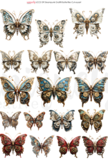 Uniquely Creative Steampunk Graffiti Butterflies Cut-a-part Sheet