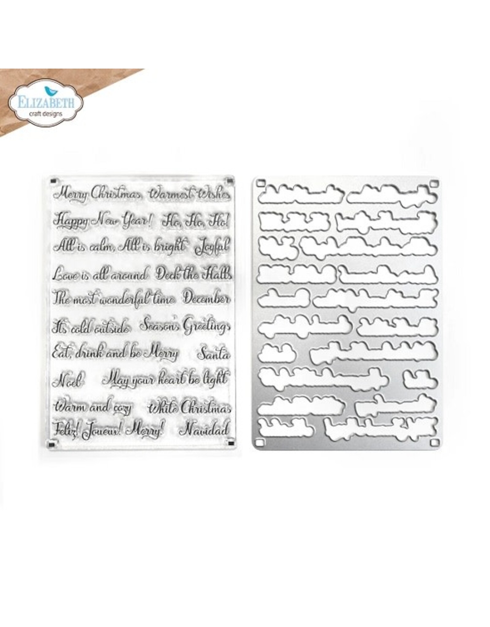 Elizabeth Craft Designs Christmas Phrases Stamp and Die Set