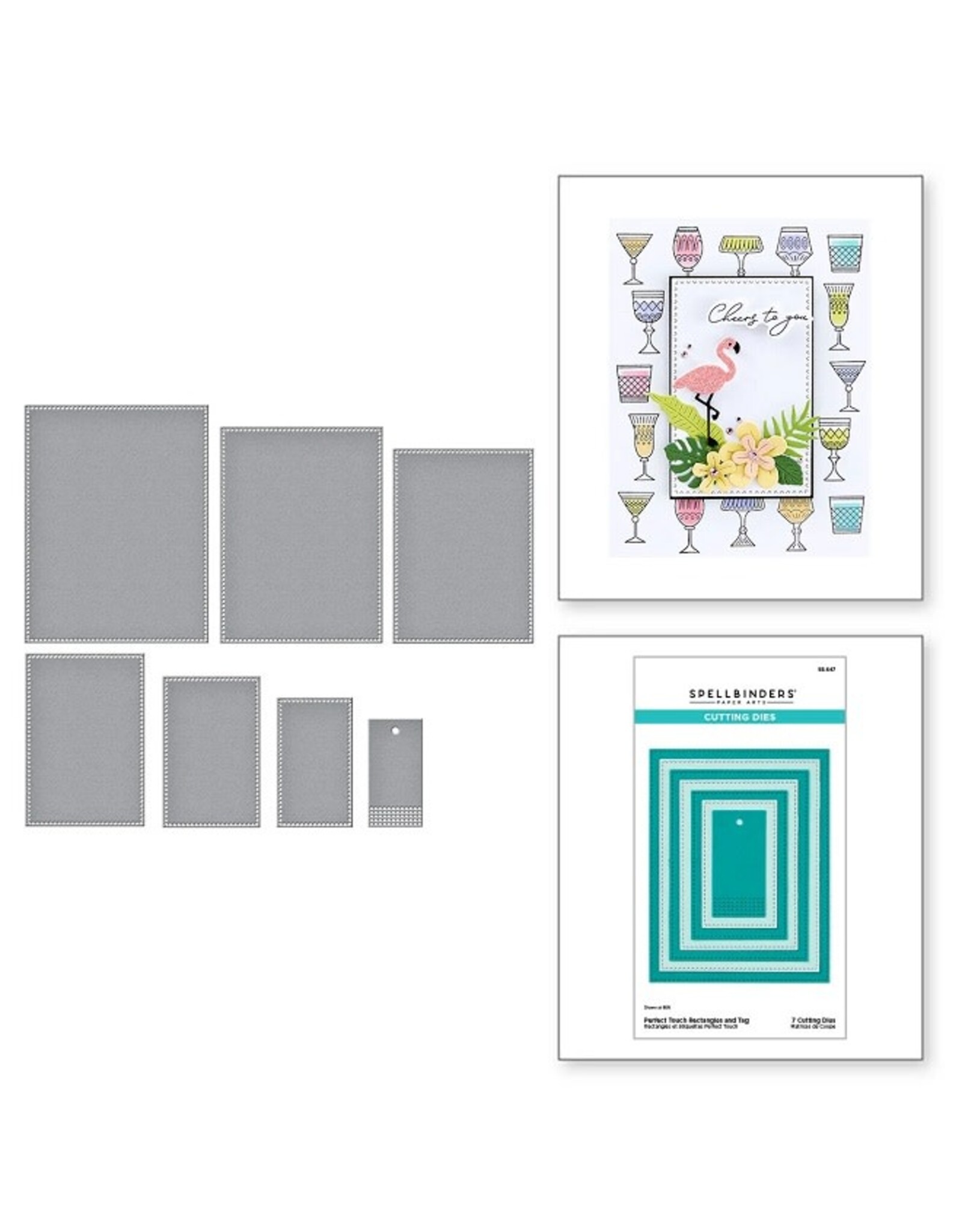 Spellbinders Happy Hour Collection - Perfect Touch Rectangles and Tage Etched Dies