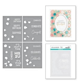 Spellbinders Balloon Garland & Sentiments Stencils - 4 pcs