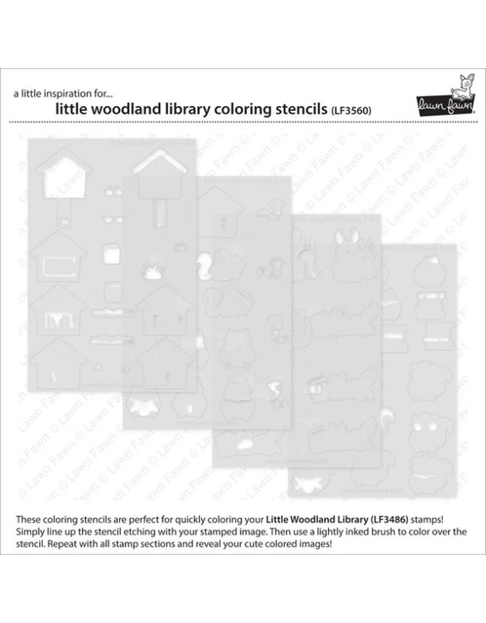 Lawn Fawn Little woodland Library Coloring Stencils