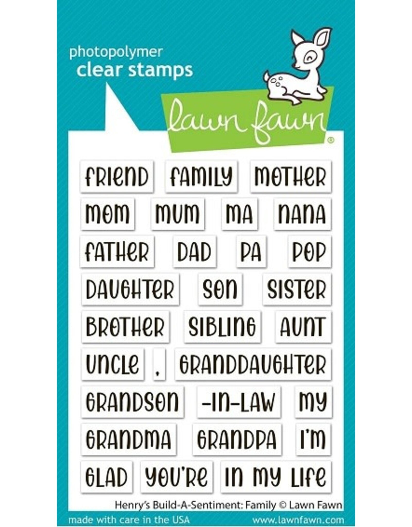 Lawn Fawn Henry's Build-a-Sentiment - Family Stamp