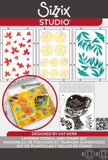 Sizzix Sizzix Studio Stamp Set 5 pcs and 3 pcs Stencils Ikigai by Cat Kerr