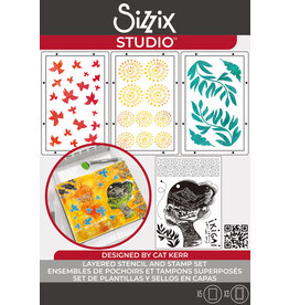 Sizzix Sizzix Studio Stamp Set 5 pcs and 3 pcs Stencils Ikigai by Cat Kerr
