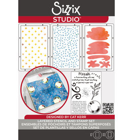 Sizzix Sizzix Studio Stamps Set 7 pcs and 3 pcs Stencils Create by Cat Kerr