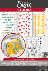 Sizzix Sizzix Studio Stamps Sety 13 Pcs and 3 pcs Stencils Possiblitarian by Cat Kerr