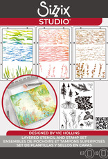 Sizzix Sizzix Studio Stamps Set 17 pcs and 3 pcs Stencils Nature by Vic Hollins