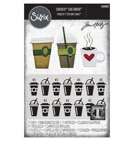 Tim Holtz - Sizzix Tim Holtz - Sizzix 2D TF Embossing Folder w/11PK Thinlit Set  Vault Side Order Fresh Brewed