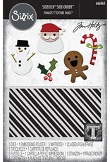 Tim Holtz - Sizzix Tim Holtz - Sizzix 2D TF Embossing Folder w/5PK Thinlit Set  Vault Side Order Christmas Minis