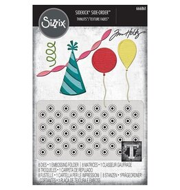 Tim Holtz - Sizzix Tim Holtz - Sizzix 2D TF Embossing Folder w/8PK Thinlit Set  Vault Side Order Celebrate
