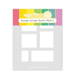 Waffle Flower Postage Collage Blocks  - Stencil