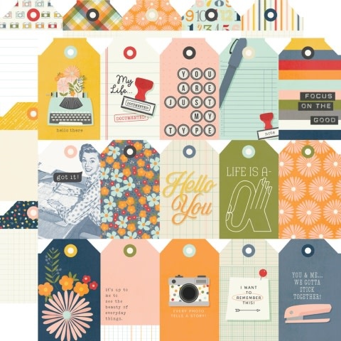 Simple Stories For the Record - Tag Elements - 12x12 Pattern Paper