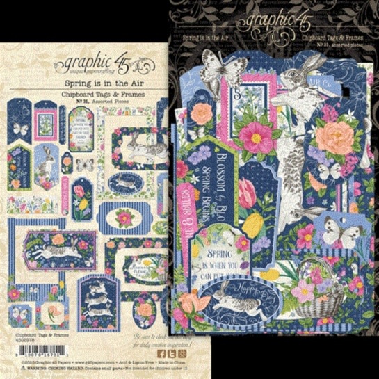 Graphic 45 Spring is in the Air - Chipboard Tags & Frames