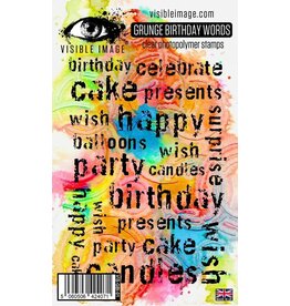 Visible Image Grunge Birthday Words - A6 Stamp