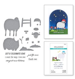 Spellbinders Counting Sheep Clear Stamp & Die Set from the On the Farm Collection