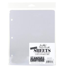 Tim Holtz - Stampers Anonymous Tim Holtz Storage Sheets - For use with Clear & Cling Stamps - five  7x8.5 inch