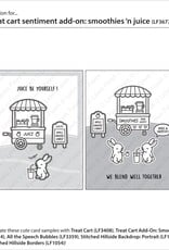 Lawn Fawn treat cart sentiment add-on stamp: smoothies 'n juice
