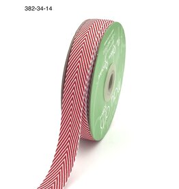 May Arts Twill/Chevron Stripes Ribbon - Red 3/4" x 30 yards