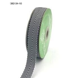 May Arts Twill/Chevron Stripes Ribbon - Black 3/4" x 30 Yards