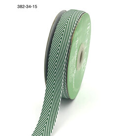 May Arts Twill/Chevron Stripes Ribbon - Green 3/4" x 30 Yards