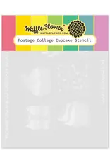 Waffle Flower Postage Collage Cupcake - Stencils