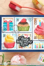 Waffle Flower Postage Collage Cupcake - Stencils