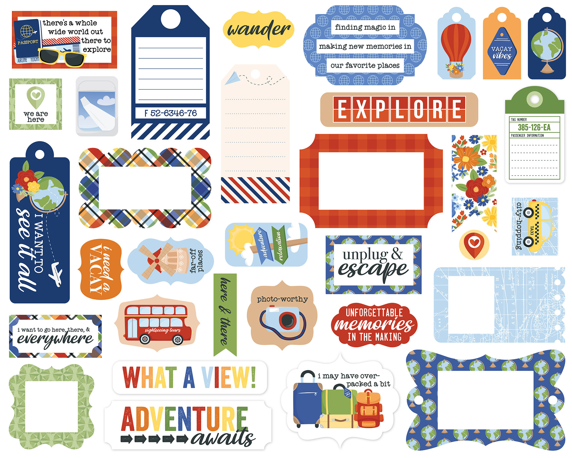 Echo Park Born To Travel Frames & Tags