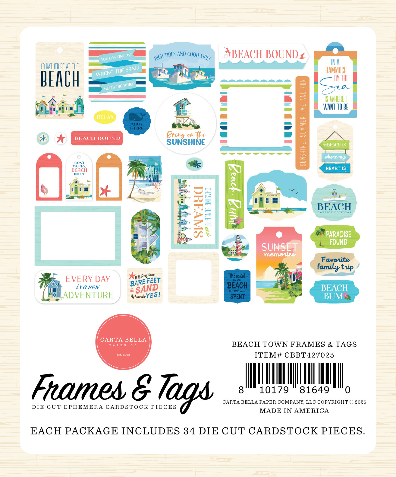 Carta Bella Beach Town Frames & Tags