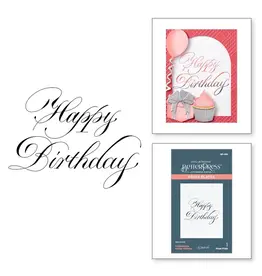Spellbinders Copperplate Happy Birthday BetterPress Plate