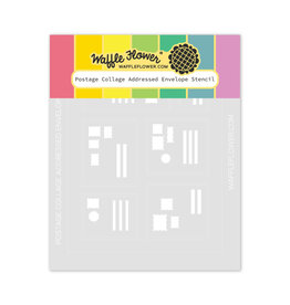 Waffle Flower Postage Collage Addressed Envelope - Stencil