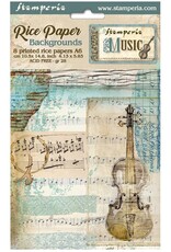 Stamperia Music - Rice Paper - A6 8/PK