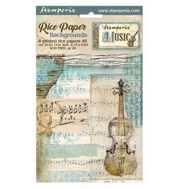 Stamperia Music - Rice Paper - A6 8/PK
