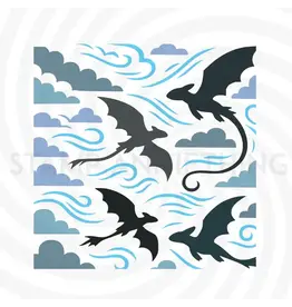 Stamp Anniething Dragons In The Sky - Stencil