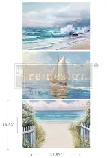 Re-Design with Prima A3 Decoupage Decor Tissue Paper Pack - Seascape Melody - 3 sheets, 11.7”x16.5” each*