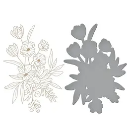 Spellbinders Glimmer Bouquet Hot Foil Plate & Die Set - Sealed for Summer Collection *