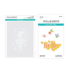 Spellbinders Layered Stencils Collection - Floral Hello Stencil and Die Set *