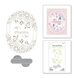 Spellbinders Stylish Oval Thanks - Glimmer Hot Foil Plate & Die Set - Stylish Ovals Collection  *