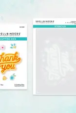 Spellbinders Layered Stencils Collection - Floral Thank You Stencil and Die Set *