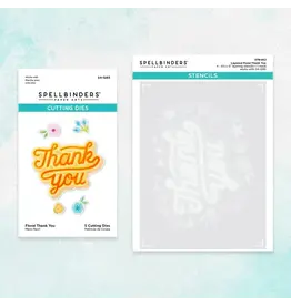 Spellbinders Layered Stencils Collection - Floral Thank You Stencil and Die Set *
